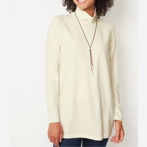 J.Jill Luxe Supima Cream Turtleneck Tunic Top Size Large Soft